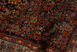 Vintage Serbend rug with navy field Herati motif and tomato red boteh border.