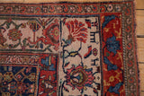 Antique Bijar Wagireh rug corner: large scale red floral motifs, ornate dark arabesque border.