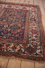 Intricate borders of an antique Bijar rug with arabesque and bird motifs on ivory.