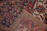 Hand-knotted construction and sturdy foundation of the antique Persian Bijar rug.