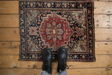 Antique Farahan Sarouk rug displaying detailed concentric medallions and delicate floral vinery.