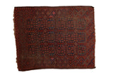 Chestnut Vintage Ersari rug, navy and indigo blossom guls, 4'6
