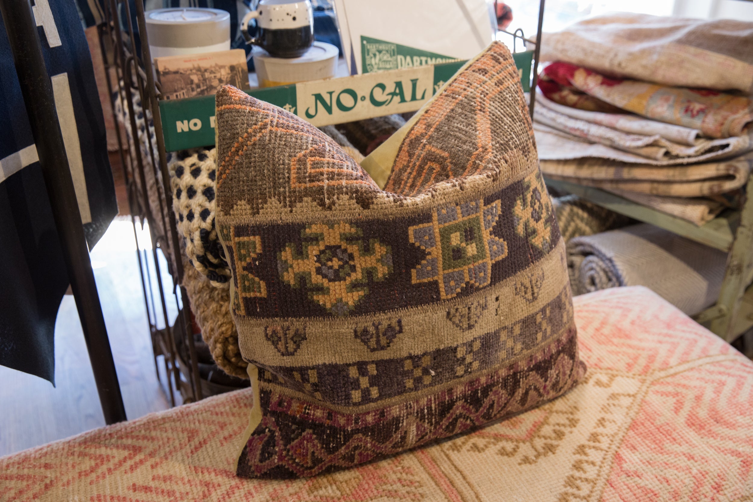 Vintage Rug Fragment Pillow // ONH Item 10282 Image 1