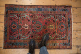 Vintage Mehriban rug, expressive palmettes, scrolled vines, and intricate serpent main border.