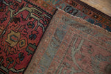 Hand-knotted Mehriban rug foundation and intact side cord selvage with geometric floral motifs.