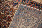 Vintage Mohajeran Sarouk runner's hand-knotted foundation, displaying tight weave and knot heads.