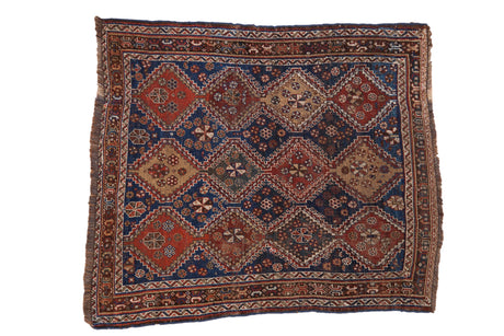 4x4.5 Antique Qashqai Square Rug // ONH Item 10335