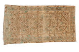 Distressed hand-knotted Persian Hamadan rug, allover Herati motif, beige and mint green, 3'6