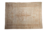 Distressed Oushak carpet, oversized medallion, palmettes, coffee brown, 6'3