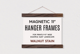 Magnetic 11 inch wooden hanger frame with dark walnut finish.