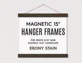 15-inch magnetic wooden hanger frame with a dark ebony stain finish.