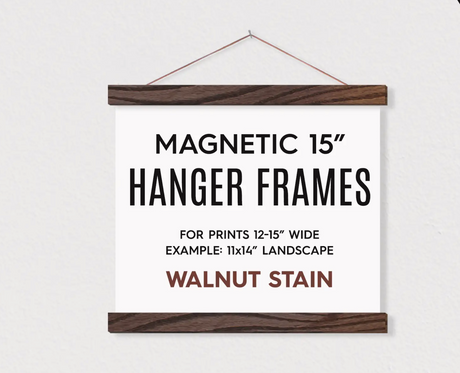 15" Magnetic Wooden Hanger Frame Walnut Finish // ONH Item 10413