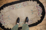 A top-down perspective showing the scale and even pile of a vintage Fette-Li rug.