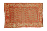 Distressed Malayer rug, allover red boteh pattern, oxidized silver field. 3'1