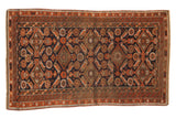 Antique Belouch rug with an unusual covered field, Herati geometric motif, dark navy, rust, 3'2