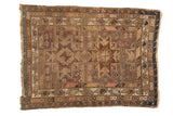 Vintage Caucasian rug, double medallions, serpent motifs, boteh border, dusty mauve, brown, indigo.