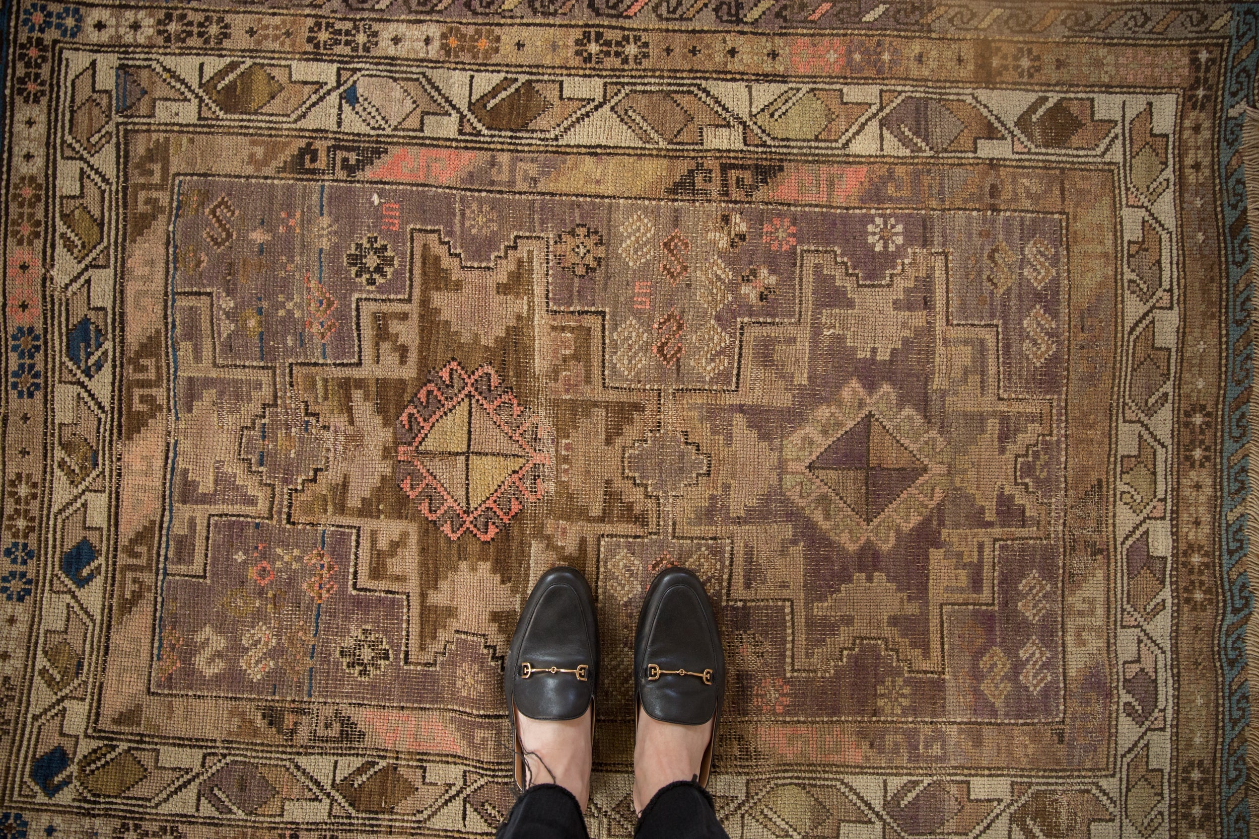 3.5x4.5 Vintage Caucasian Square Rug // ONH Item 10473 Image 1