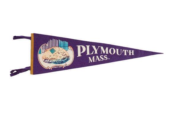 Vintage Plymouth MA Felt Flag // ONH Item 10490
