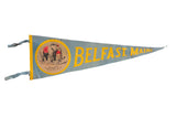 Light blue vintage felt pennant with yellow 