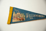 Detailed illustration of the Royal Governor's Palace and carriage on the vintage blue felt pennant.