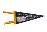 Dark blue vintage felt pennant with yellow trim, Little White House Warm Springs GA, 5x12.