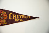Graphic of a Native American chief in a headdress with real attached feathers.