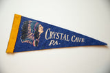 Felt texture and detailed graphic of a Native American chief on a vintage blue pennant.