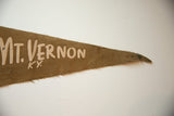 Lettering and serrated edge on the pointed end of a vintage Mt. Vernon felt flag.