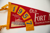 Vintage red felt pennant with cream 