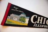 Red stitched edge and Museum of Science and Industry graphic on Chicago felt pennant.