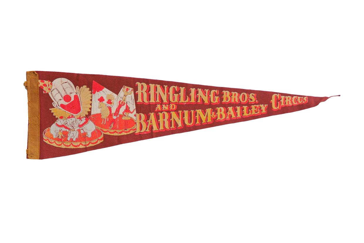 Vintage Ringling Bros and Barnum and Bailey Circus Felt Flag // ONH Item 10538