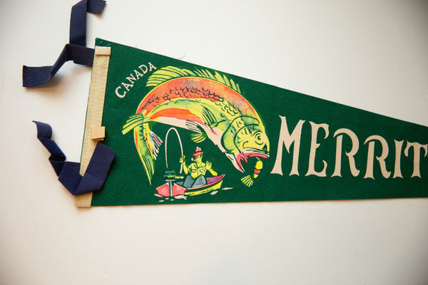 Vintage Merrit British Columbia Canada Felt Flag // ONH Item 10549 Image 1