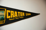Black felt vintage pennant displaying yellow 