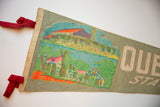 Red ribbon ties and stitched cream border on vintage Wilhelmina State Park felt pennant.