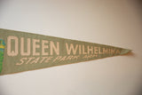 Muted green felt pennant displaying 
