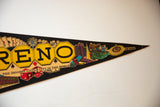 Vintage Reno Nevada felt pennant featuring casino graphics and 