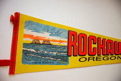 Vintage Rockaway Oregon Felt Flag // ONH Item 10566 Image 1