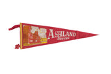 Vintage Ashland Oregon felt pennant flag with Shakespearean Festival Theater graphic.