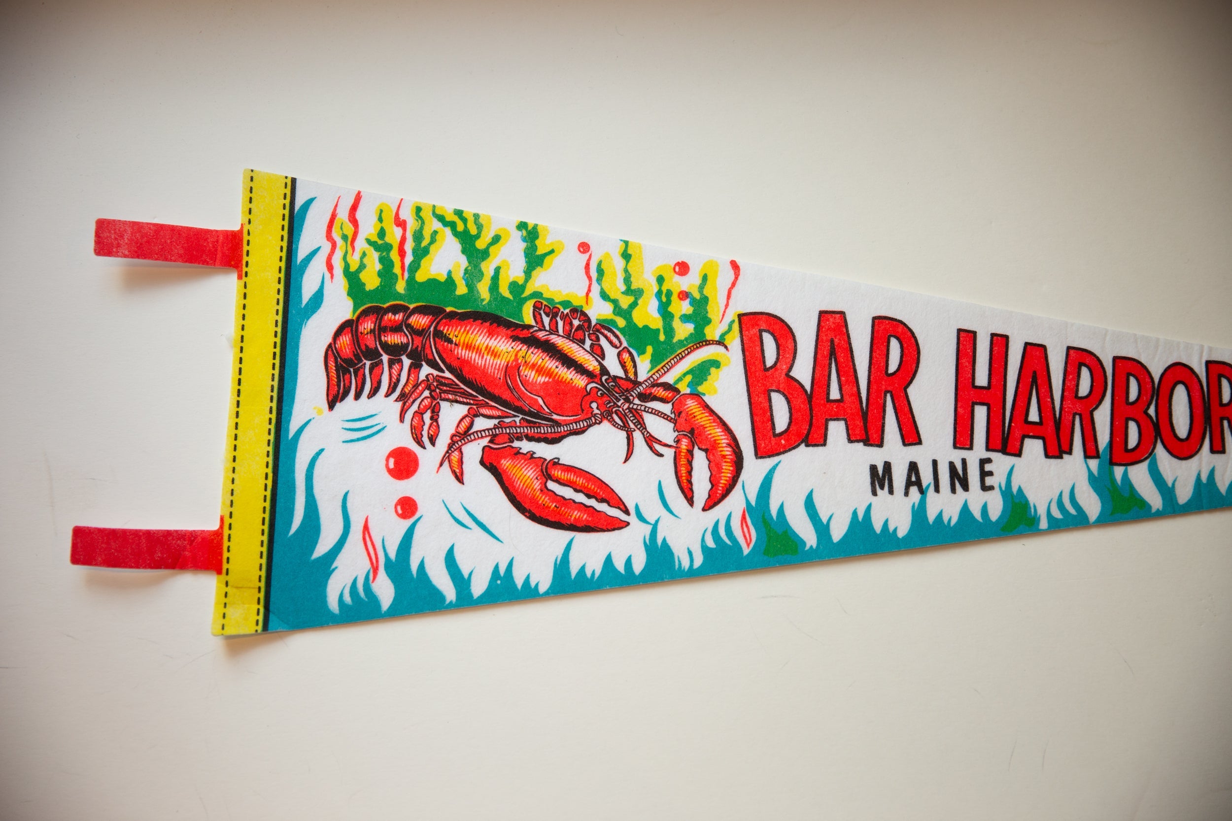 Vintage Bar Harbor Maine Felt Flag // ONH Item 10574 Image 1