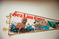 Vintage Sea Lion Caves Oregon Coast Felt Flag // ONH Item 10578 Image 1