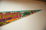 Vintage felt pennant with retro graphics, 'Come and get it!' text, deer, and crow.