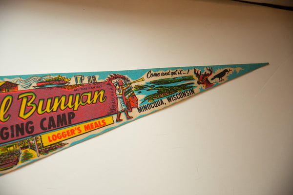 Vintage Paul Bunyan Logging Camp Felt Flag // ONH Item 10585 Image 2