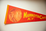 Stitched orange felt binding on the edge of the vintage Mammoth Cave pennant.
