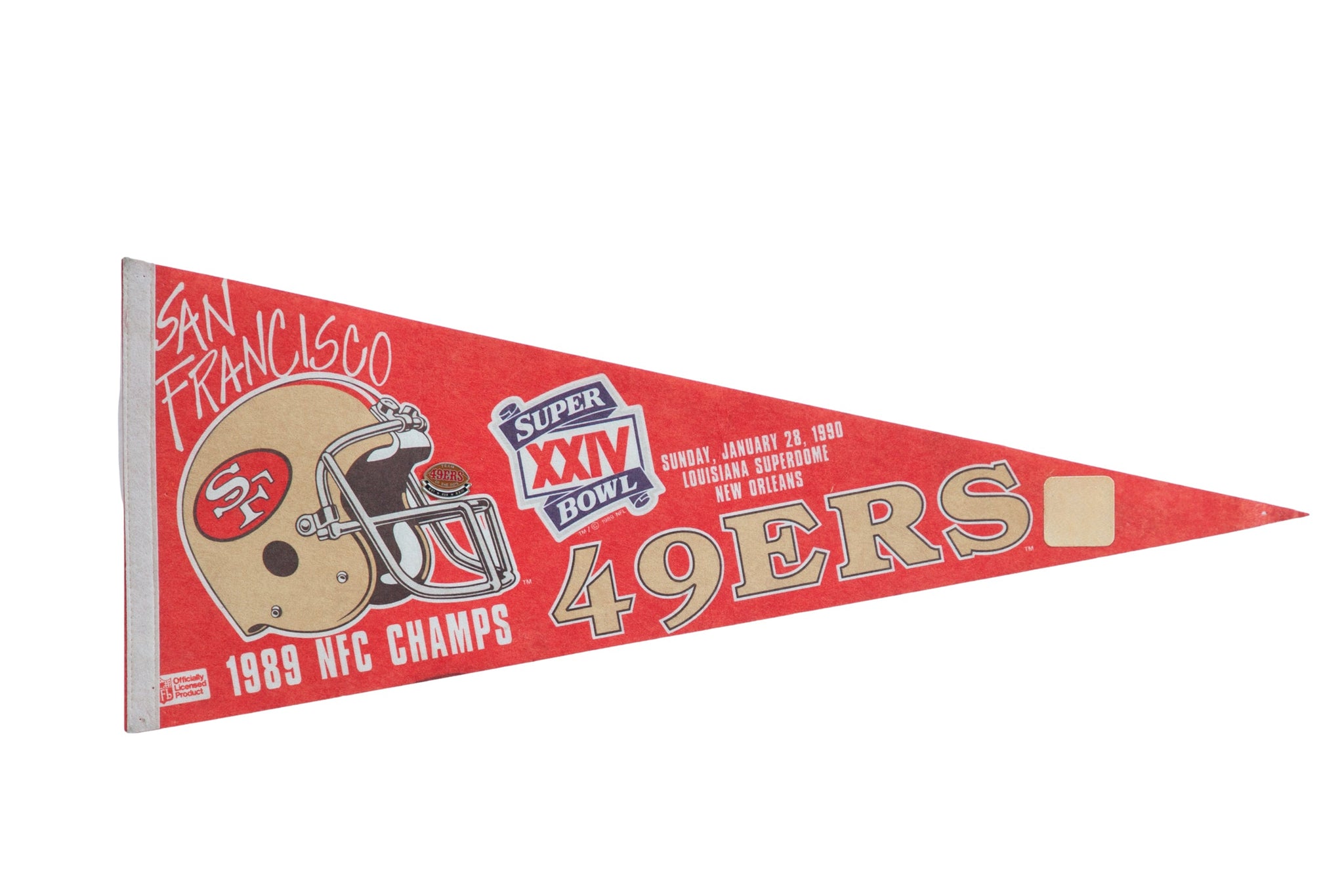 San Francisco 49ers - Set Bandiera Stendardo In Feltro (30,5x76,2 Cm) Con 6 Cuscinetti Adesivi Da Parete E Puntine - Decorazione Ufficiale Per Tifosi