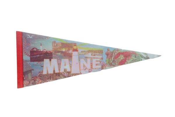 Vintage Maine Felt Flag // ONH Item 10599