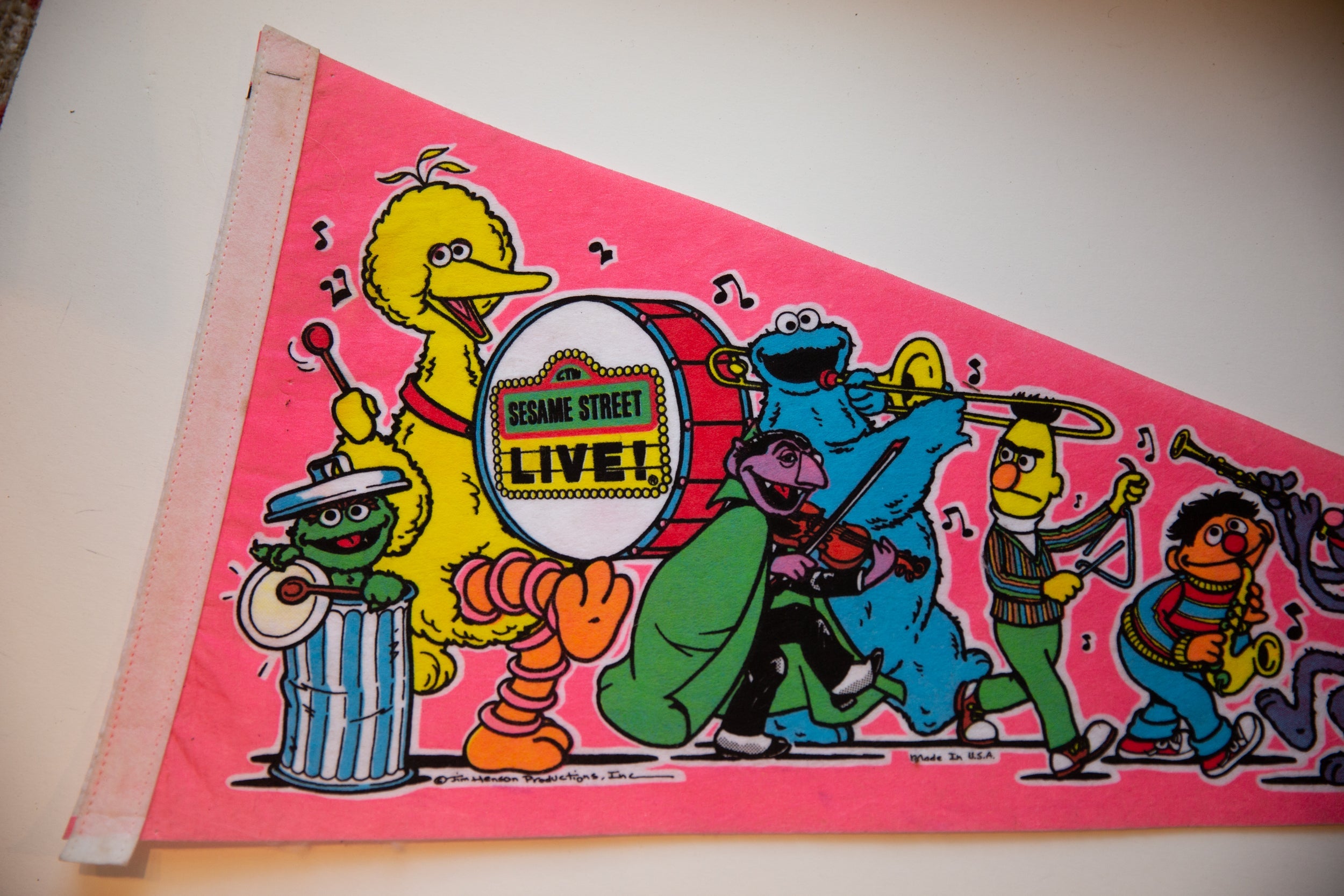 Vintage Sesame Street Live Felt Flag Pennant // ONH Item 10601 Image 1