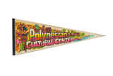 Vintage Polynesian Cultural Center felt pennant with colorful retro island graphics, 12