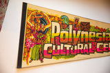 Polynesian Cultural Center felt pennant with vibrant retro graphics, hula dancer and bold lettering.