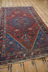 Sharply serrated lightening contour and Mahimahi leaves on a vintage Hamadan rug.