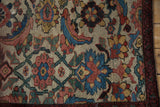 Antique Kurdish Bijar rug close-up: hand-knotted Herati motif, diamond vines, splayed floral elements.